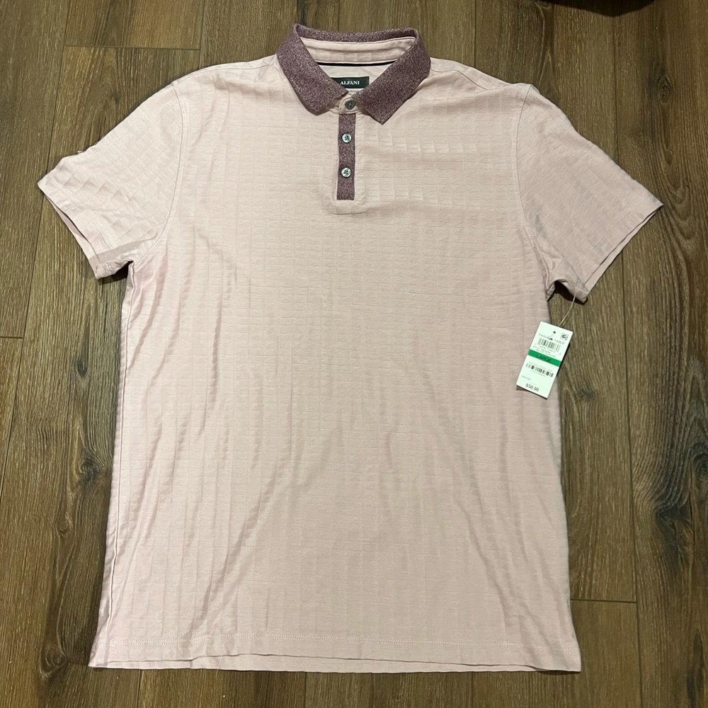 NWT Alfani Polo Shirt Men’s Pink 100% Cotton Size Large - Picture 1 of 3
